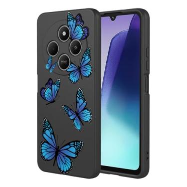 Imagem de HTXWXJC Capa de telefone para Redmi 14C, capa Xiaomi Poco C75 à prova de choque flexível bumper TPU capa macia padrão borboleta capa de telefone para Xiaomi Redmi 14C borboleta preta