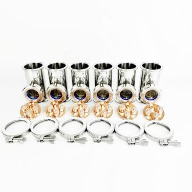 Imagem de Distillation Lens Column, 3" OD91mm Sight Glass Union Tri-Clamp Tee with Copper Bubble Set X 6pcs, Distillation Lens Column Suit for HomeBrew, SS304 Silver