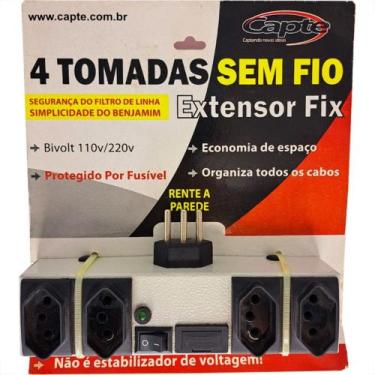 Imagem de Filtro Linha Capte 4 Tomadas Sem Fio Bivolt Com Fusivel Interruptor E 