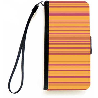 Imagem de Rikki Knight Capa carteira flip vertical laranja listras rosa com aba magnética para Apple iPhone 5c