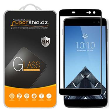 Imagem de (Pacote com 2) Protetor de tela de vidro temperado Supershieldz projetado para Alcatel Idol 4S, cobertura total da tela, antiarranhões, sem bolhas (preto)