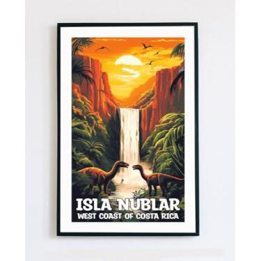 Imagem de Pôster de arte de parede Isla Nublar - Pôster da Costa Oeste da Costa Rica - Pôster de viagem Isla Nublar - Pôster de viagem Jurassic Park - Impressão em aquarela - Presente de aniversário - Arte de