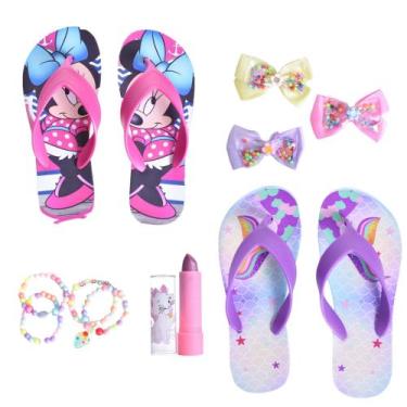 Imagem de kit Chinelo Feminino Infantil Meninas Minnie Sereia Casual +Laço +Puls