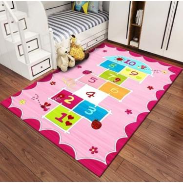 Imagem de Tapete Pedagógico Infantil Antiderrapante Estampas Divertidas - Kids 1,0 x 1,40 Amarelinha Pink