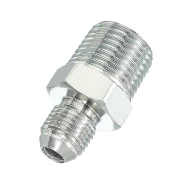 Imagem de PATIKIL Conectores hexagonais redutores adaptador de tubo 9/40.6 cm macho 37° Flare JIC x 1/5.1 cm macho NPT, adaptador de bocal redutor de encaixe de tubulação encaixe hidráulico de aço chapeado