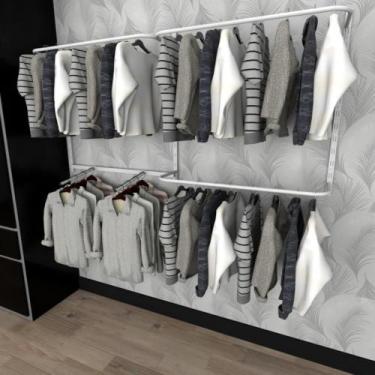 Imagem de Arara de roupas closet quarto com 9 peças cremalheira 200x100 cm cor b