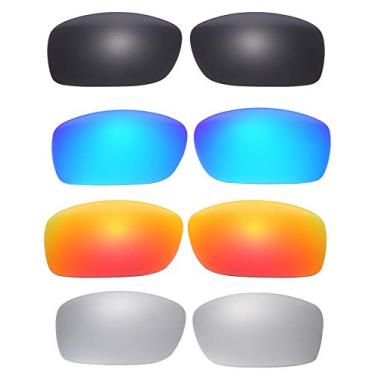 Imagem de NicelyFit 4 pares de lentes polarizadas de substituição para óculos de sol Oakley Fives Squared OO9238 etc, Irídio preto, espelho vermelho fogo, espelho azul gelo, espelho de titânio, Fives Squared