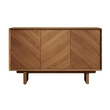 Imagem de Armário lateral de entrada, aparador de madeira maciça, armário de armazenamento de sala de estar com prateleiras ajustáveis, lindo armário de armazenamento para sala de jantar, cozinha e armário de