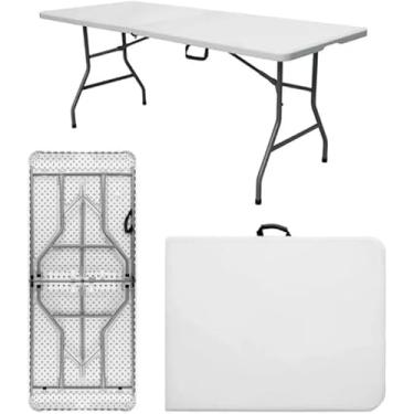 Imagem de Mesa Dobrável Vira Maleta Portátil com Alça Retangular 1,80m para Áreas Internas e Externas KNAKASAKI (Preto)