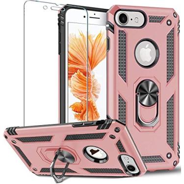 Imagem de Capa Update Folmeikat para iPhone 8, capa para iPhone 7, iPhone 6s/6, protetor de tela, anel de metal giratório de 360 graus, fina, absorção de choque, canto reforçado, capa de silicone TPU macio de