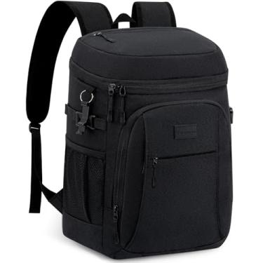Imagem de Tuwubi Mochila térmica com 42 latas, térmica à prova de vazamento para homens e mulheres, à prova d'água macia para almoço, acampamento, praia, viagem, caixa de gelo, bolsa térmica preta