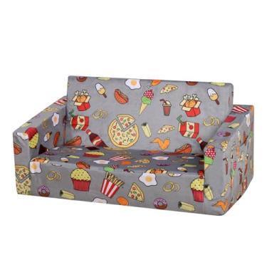 Imagem de Yoonnie room Sofá infantil de espuma, sofá conversível 2 em 1 para cama para bebê, cadeira de sofá infantil de veludo com bolso lateral para crianças brincando (W29,92) (cinza)