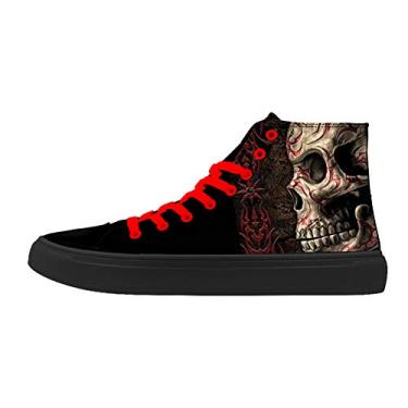 Imagem de FIRST DANCE Tênis masculino moderno de caveira, cano alto, caveira, punk, rock, coringa, sapatos pretos para homem descolados, Estilo 7, 7