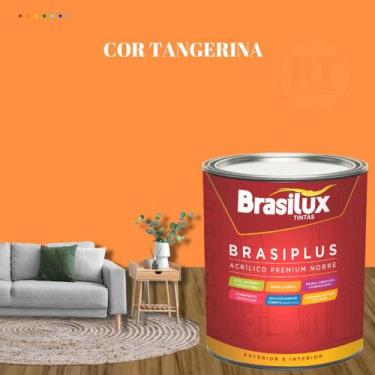 Imagem de Tinta de Parede  Semi Brilho Laranja 800ml Brasiplus Acrilica Lavável.