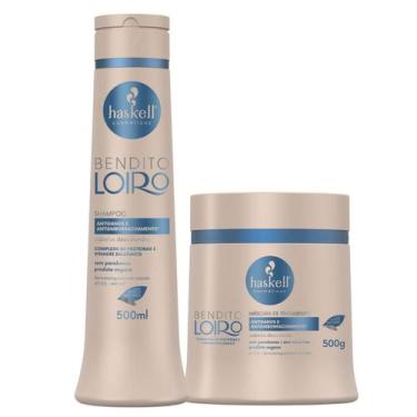 Imagem de Kit Haskell Bendito Loiro Shampoo e Máscara 500ml Antidanos
