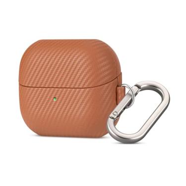 Imagem de Haobobro Capa de couro para Samsung Galaxy Buds Pro 3 / Samsung Buds 3 - Capa feita à mão com chaveiro, couro de vaca selecionado, textura de fibra de carbono, capa dura para Samsung Buds Pro 3 -