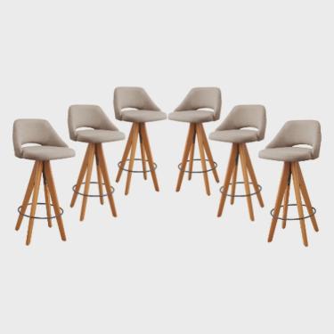 Imagem de Kit 6 Banquetas Giratórias Estofadas com Encosto Nicole Bege