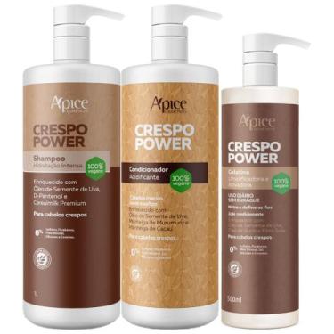 Imagem de Kit Apice Crespo Power Shampoo Condicionador Gelatina Profissional Lit