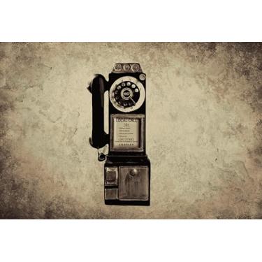 Imagem de Ornamento de telefone retrô, decoração montada na parede, antiquado, antigo, mostrador clássico, modelo de telefone público, telefone vintage de resina para decoração de bar e cabine de café