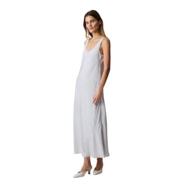 Imagem de Calvin Klein Vestido feminino midi de sarja de viscose, Violeta cinza, 48