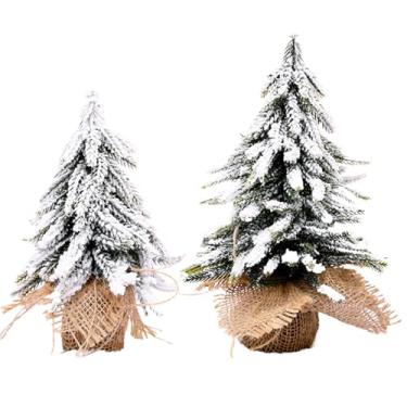 Imagem de Árvore de Natal de mesa, 2 peças, mini árvore de Natal artificial, tampo de mesa gelada, pequena árvore de Natal, ornamentos para escritório, casa, festa, shopping, loja, decoração, 20 cm + 10