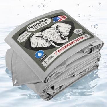 Imagem de FoundGo Lona de lona de 3 x 3,6 m Lonas resistentes à água com ilhós, resistente a UV, lona de 22 mm, capas de pano duráveis de 400 ml para carro, telhado, barco, acampamento, dossel, pilha de madeira