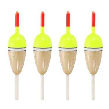 Imagem de PATIKIL Boias de pesca de 2,1 polegadas, pacote com 4 boias ovais de pesca, boias deslizantes, acessórios de pesca com corpo flutuante de madeira balsa para equipamentos de pesca em água doce