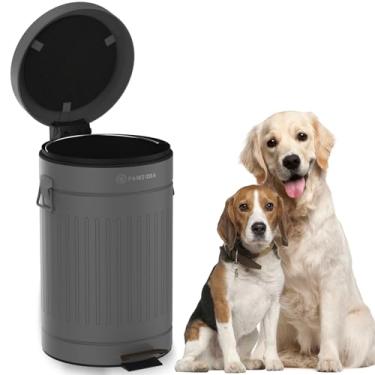Imagem de PAWZIDEA Cocô de cachorro caixote de lixo externo com controle de odores, lata grande de 3,1 galões para cocô de cachorro ao ar livre com tampa sem cheiro, lata de lixo impermeável para cães, degrau