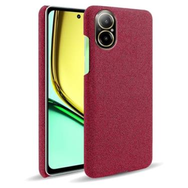 Imagem de Capa para OPPO Realme C67 4G,Capa desenhada em lona,Case Protetora Ultrafina com Empunhadura Macia,Design em Tecido Antichoque e Antiarranhões-Red