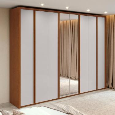 Imagem de Guarda-Roupa Casal 100% MDF 8 Portas Easy Glow com Espelhos Frassino/Off White