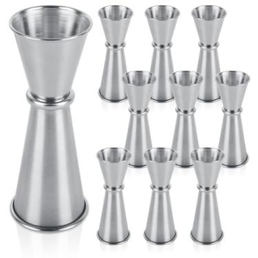 Imagem de Jigger de 10 peças para coquetéis de barman, 59 g, 28 g, copo medidor de vidro de aço inoxidável 304, copo medidor, copo duplo japonês para suprimentos de bar de barman (prata)