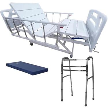 Imagem de Cama Hospitalar Amaranto 3 movimentos(Costas, Altura, Pernas) manual com Colchão D28 + Andador