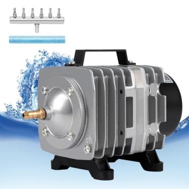 Imagem de FUMAK Bomba de ar de aquário com caixa de alumínio, bomba de ar comercial com coletor de ar de 6 saídas, borbulhador de tanque de peixes aerador de lagoa para aquário, lagoa, hidroponia (1000 GPH-30 W