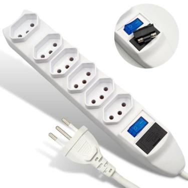 Imagem de Extensão Elétrica 6 Tomadas Filtro Linha Fusível 1,5 Metros - Kapbom