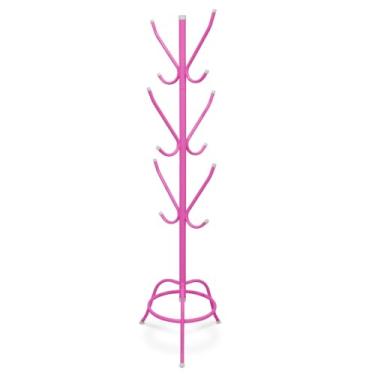 Imagem de Mancebo Cabideiro Fixo Chão Vermelho Luxo 12 Porta Chapéu Roupa Bolsa(mancebo cabideiro rosa)