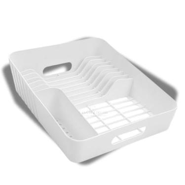 Imagem de Escorredor de Louça Compacto Branco com Porta Talheres | Perfeito para Bancadas Pequenas | Prático e Funcional | Cozinha Organizada | Ideal para Pratos, Copos e Talheres