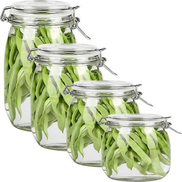 Imagem de Kit 4 Pote Hermético Recipiente De Vidro 500ml 800ml 1L 1,5L