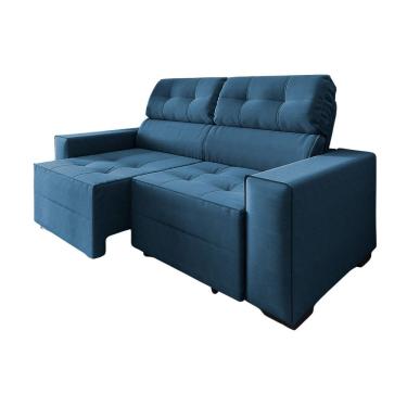 Imagem de Sofá 3 Lugares Retrátil E Reclinável New York 2 Mts Com Molas Suede Azul