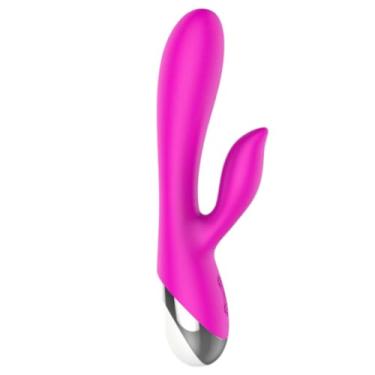 Imagem de Vibrador Em Silicone Com Estimulador Clitoriano 10 Vibrações Vibrador Duplo Potente Confortável e Discreto [PINK]