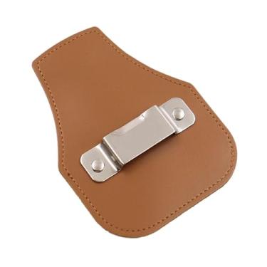 Imagem de WeiLaiKeQi Suporte para fita métrica, suporte para fita métrica, para cinto, acessórios, bolsa de ferramentas feita à mão, clipe de cinto para carpinteiros e, Marrom Claro