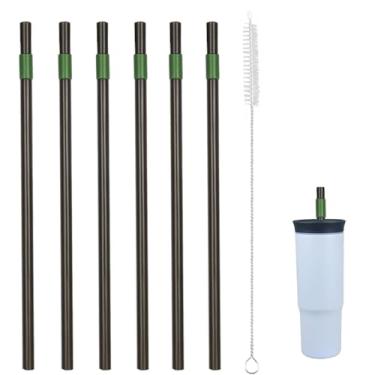 Imagem de Canudos de substituição para copo Owala 1,134 g - inclui 6 canudos e 1 pacote de escova de limpeza (verde)