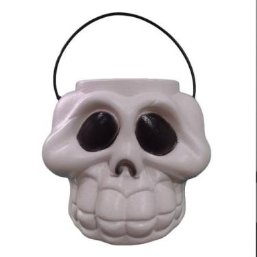 Imagem de Balde Halloween Caveira Grande com Alça 16cm - Brasilflex