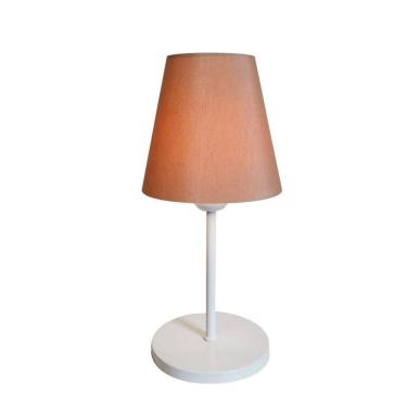 Imagem de Abajur de Mesa Md-2005 Base Aluminio Branco Cúpula em Tecido Cone Palha - Bivolt