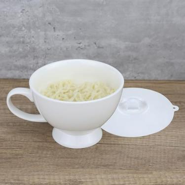 Imagem de EIKS Tigelas de sopa de cerâmica grandes canecas com alças e tampa para servir café, cereais matinais, macarrão, salada, frutas, capacidade de 750 ml