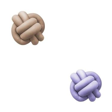 Imagem de Almofadas De Nó 28cm x 28cm Lindas Decorativas Sala Sofá Cama Cores (BEGE E LILÁS)