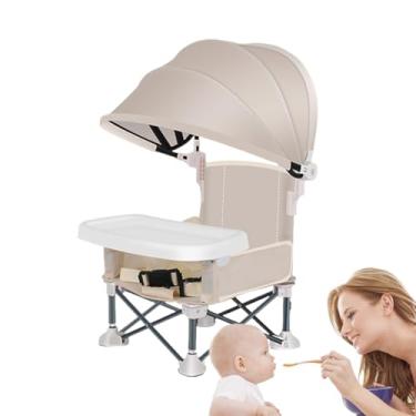 Imagem de Cadeira de Alimentação Portátil Dobrável para Bebé, Assento Portátil para Criança com Bandeja Amovível, Cadeira Dobrável Para Bebé Com Cobertura Para Praia, Jardim, Casa, Campismo, Piquenique E Uso