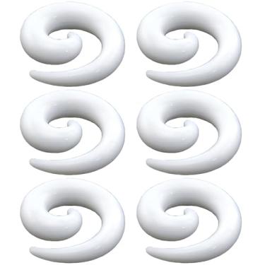 Imagem de 3 pares 1,6 mm (14 G) alargadores de caracol em espiral de acrílico branco alargador de orelha de túnel kit expansor medidores de calibre kit de alongamento de orelhas redemoinho túneis brincos