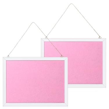 Imagem de Mooliwe Pacote com 2 quadros de cortiça dupla face com linho, 40,6 cm x 30,5 cm, quadro de avisos emoldurado em madeira rosa, quadro de visão, quadro de fixação de imagem, quadros de cortiça para