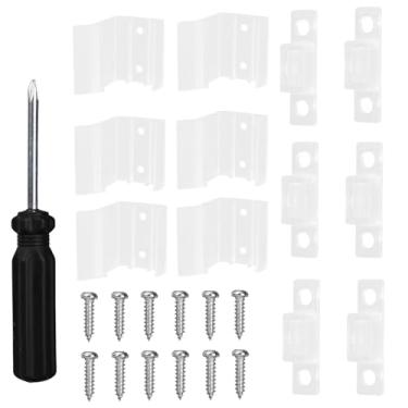 Imagem de Tinoaly 6 peças de trinco espelhado deslizante para trailer, espelho deslizante universal trava de porta de armário substituição de trava com parafusos chave de fenda hardware interior para trailers