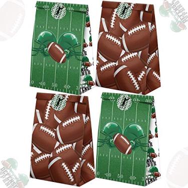 Imagem de Pacote com 24 sacos de lembrancinha de doces com adesivos, sacolas de presente de futebol americano para festa de aniversário